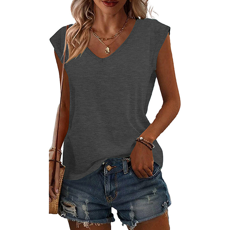 4Pack Women's V-Neck Short Sleeve T-Shirts - Summer Casual Solid Color Tops - image 9