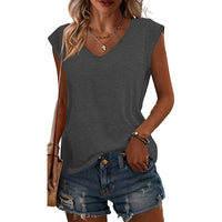 4Pack Women's V-Neck Short Sleeve T-Shirts - Summer Casual Solid Color Tops - image 9