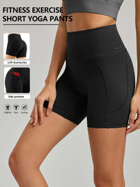 Plus Size Yoga Biker Shorts With Pockets High Waist, Tummy Control Gym Leggings - image 1