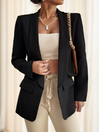 Women's Open Front Shawl Collar Blazer Jacket with Flap Pockets - image 1