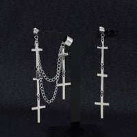 Cross Stud Ear Chain Earrings - image 1