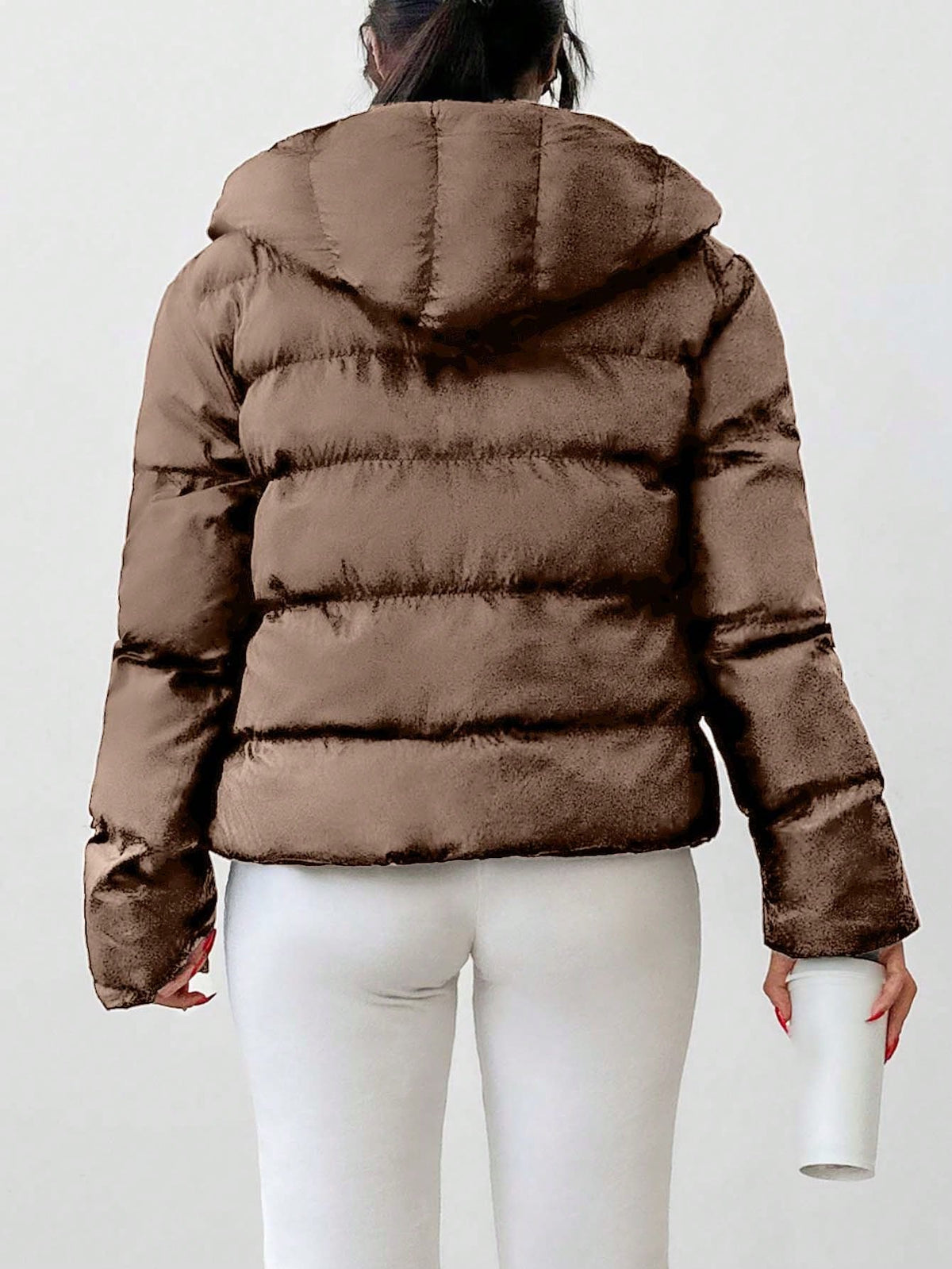 Women's Casual Solid Color Zipper Hoodie Jacket - image 3