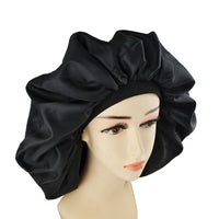 Satin Hair Bonnet for Sleeping, Black - image 1