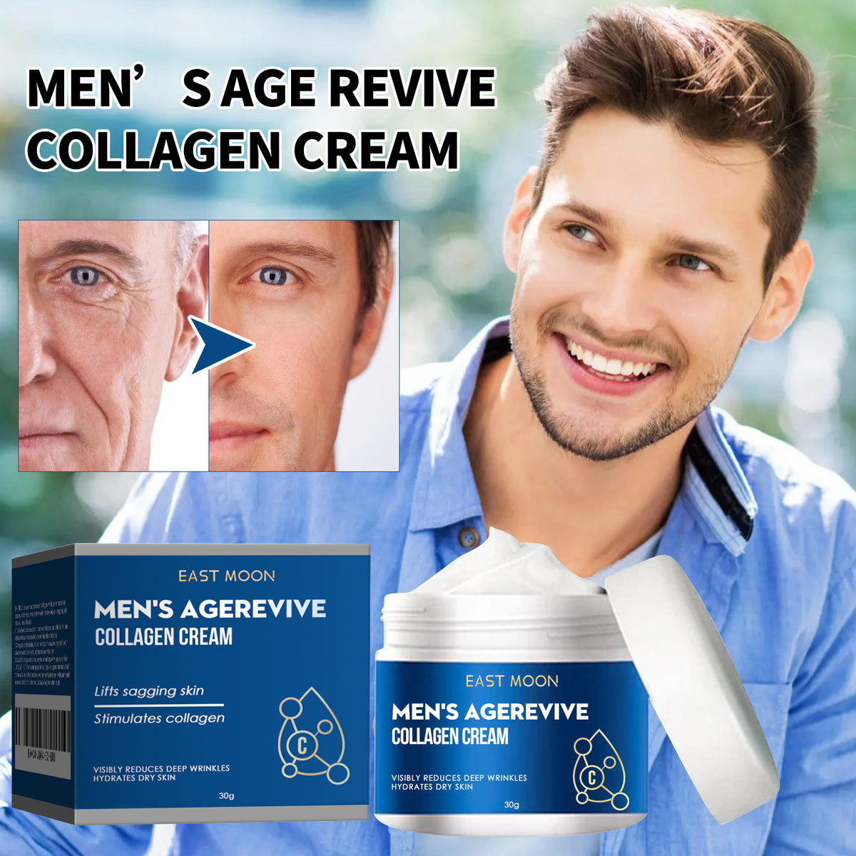 East Moon Collagen Cream, Fade Fine Lines Wrinkle Tight Facial Skin Moisturizing Anti-Aging Cream - image 3