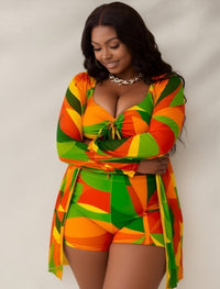 Tropical Print Two-Piece Swimsuit with Cover-Up - image 2