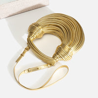 Women's Gold Woven Ring Handle Handbag - image 1