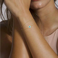 Dainty 14K Gold Filled Evil Eye Layered Bracelet - image 6