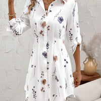 Women's Floral Print Long Sleeve Shirt Dress - image 1