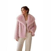 Retro Faux Fur Plush Coat with Lapel - image 5