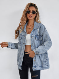 Chaqueta de mezclilla boyfriend desgastada para mujer - image 2