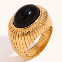 Vintage Crown Black Onyx Ring - image 1