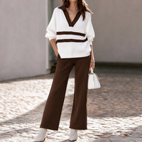 Women's Color Block Striped Top and Pants Set - image 4