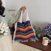 Knit Tassel Beach Tote Bag - image 3
