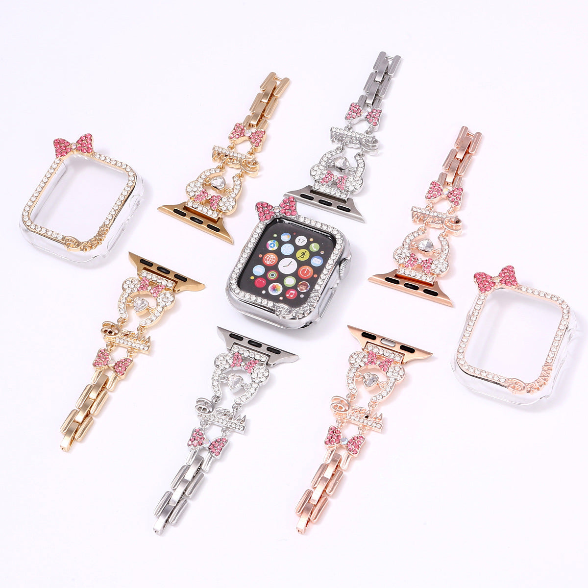 Hearts Rhinestone Metal Band Compatible with Apple Watch - image 3