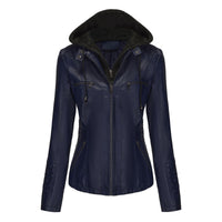 Women's Slim Fit Hooded Faux Leather Jacket - image 10
