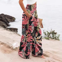 Pantalón de pierna ancha de tiro alto con estampado floral - image 1