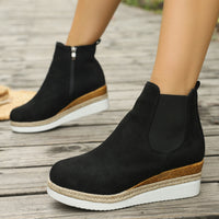 Color Block Pointed Toe Wedge Boots - image 2