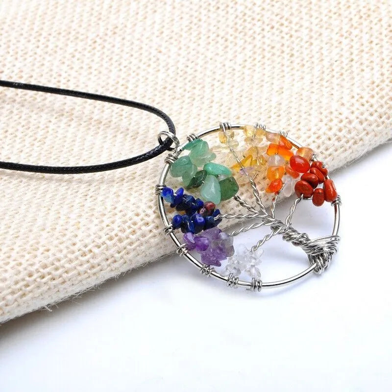Tree of Life Pendant Necklace with Natural Gemstone Crystals - image 8
