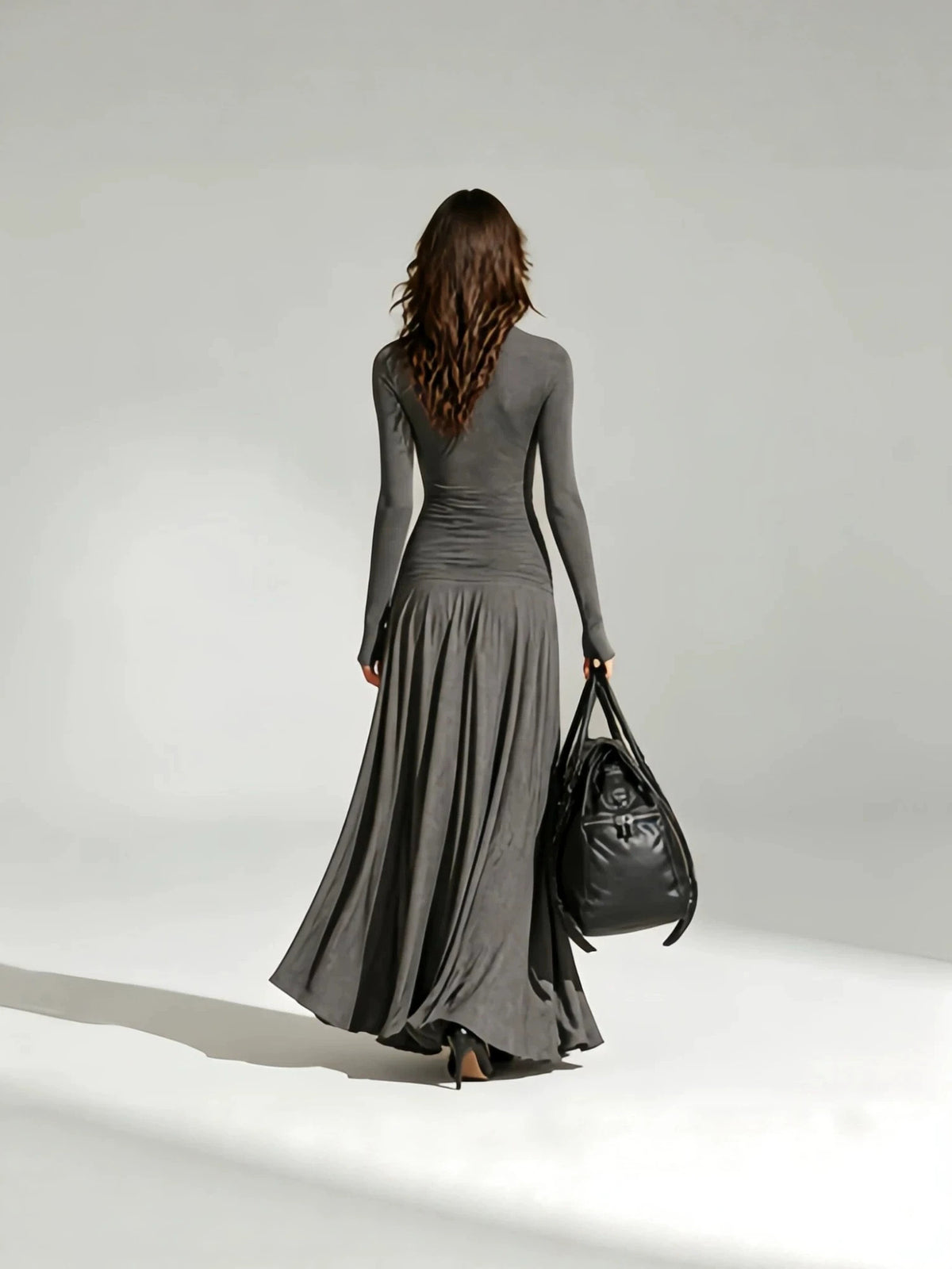 V-Neck Double-Breasted Long Sleeve Dress - image 4