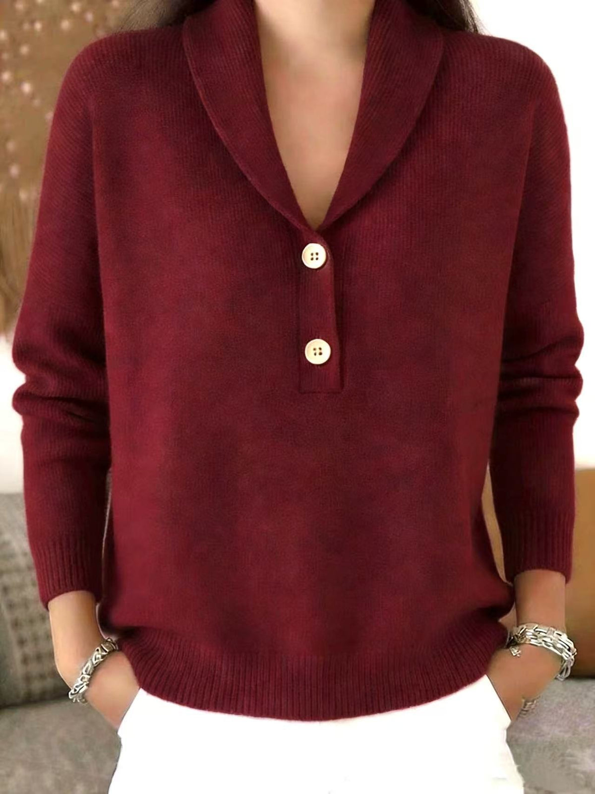 Women's Solid Color Polo Neck Casual Chic Top - image 10