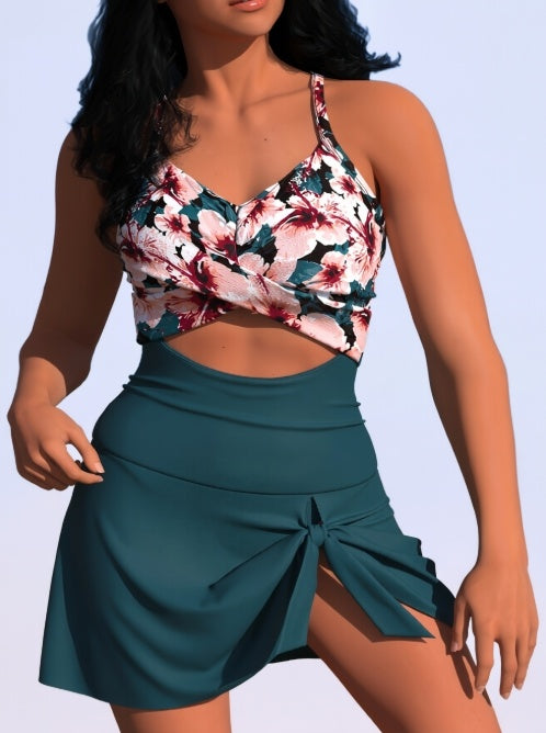 Floral Tankini with Swim Skirt - image 3