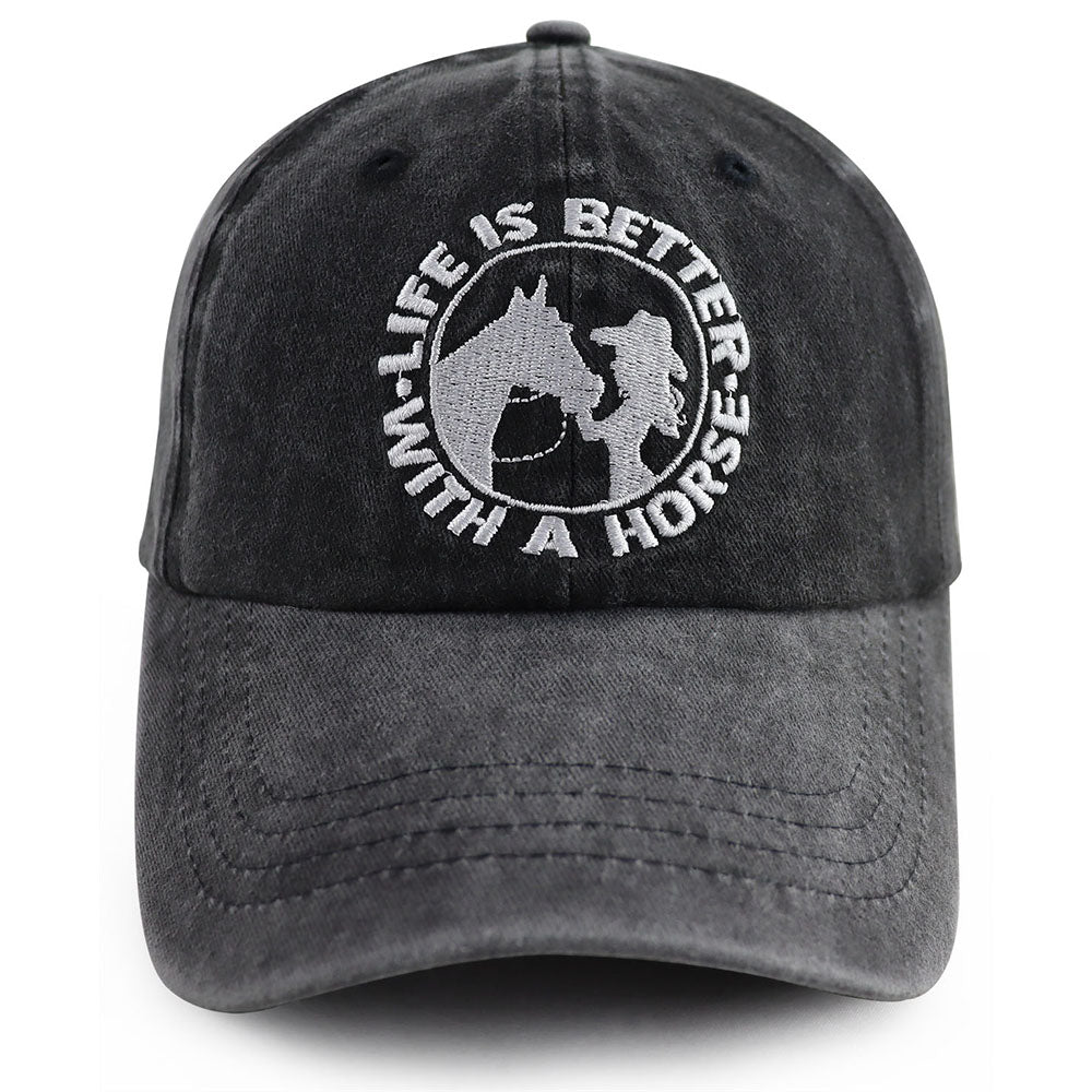 Gorra bordada Life Is Better With A Horse, estilo vaquero