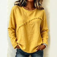 Women's Lace Patchwork Long Sleeve Round Neck Loose T-Shirt - image 2
