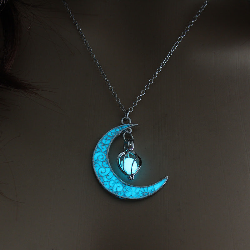 Glow-in-the-Dark Crescent Moon Necklace - image 1