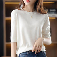 Women's Loose Round Neck Three-Quarter Sleeve Top - image 8