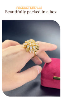 Flower Adjustable Open Gold Ring For Women - image 6