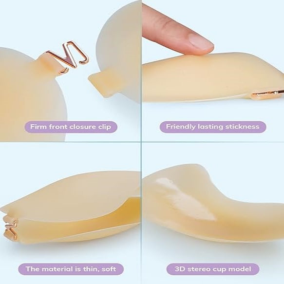 Invisible Strapless Backless Push-Up Bra - B Cup - image 3