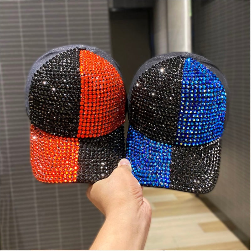 Korean Style Dual-color Patchwork Diamond Cap Shiny - image 2