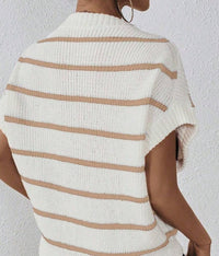Striped Pattern Batwing Sleeve Knit Top - image 4
