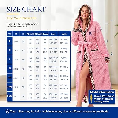 RONGTAI Women's Coral Fleece Long Robe Bathrobe, Jacquard Hearts - image 9