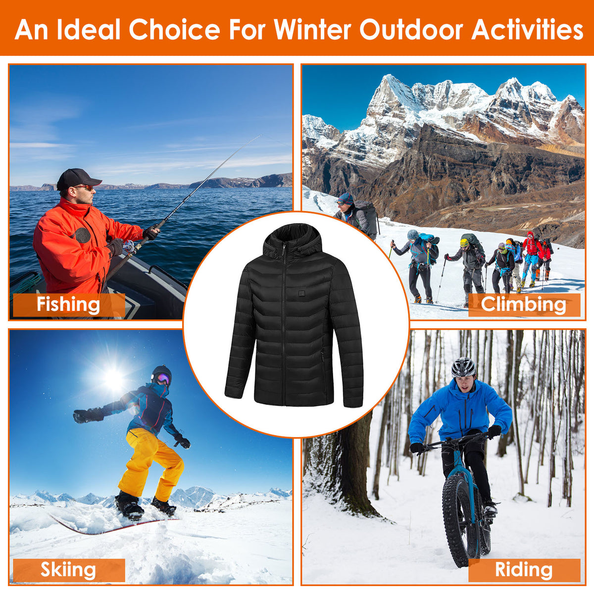 Heated Hooded Puffer Jacket with 8 Heating Zones - image 3