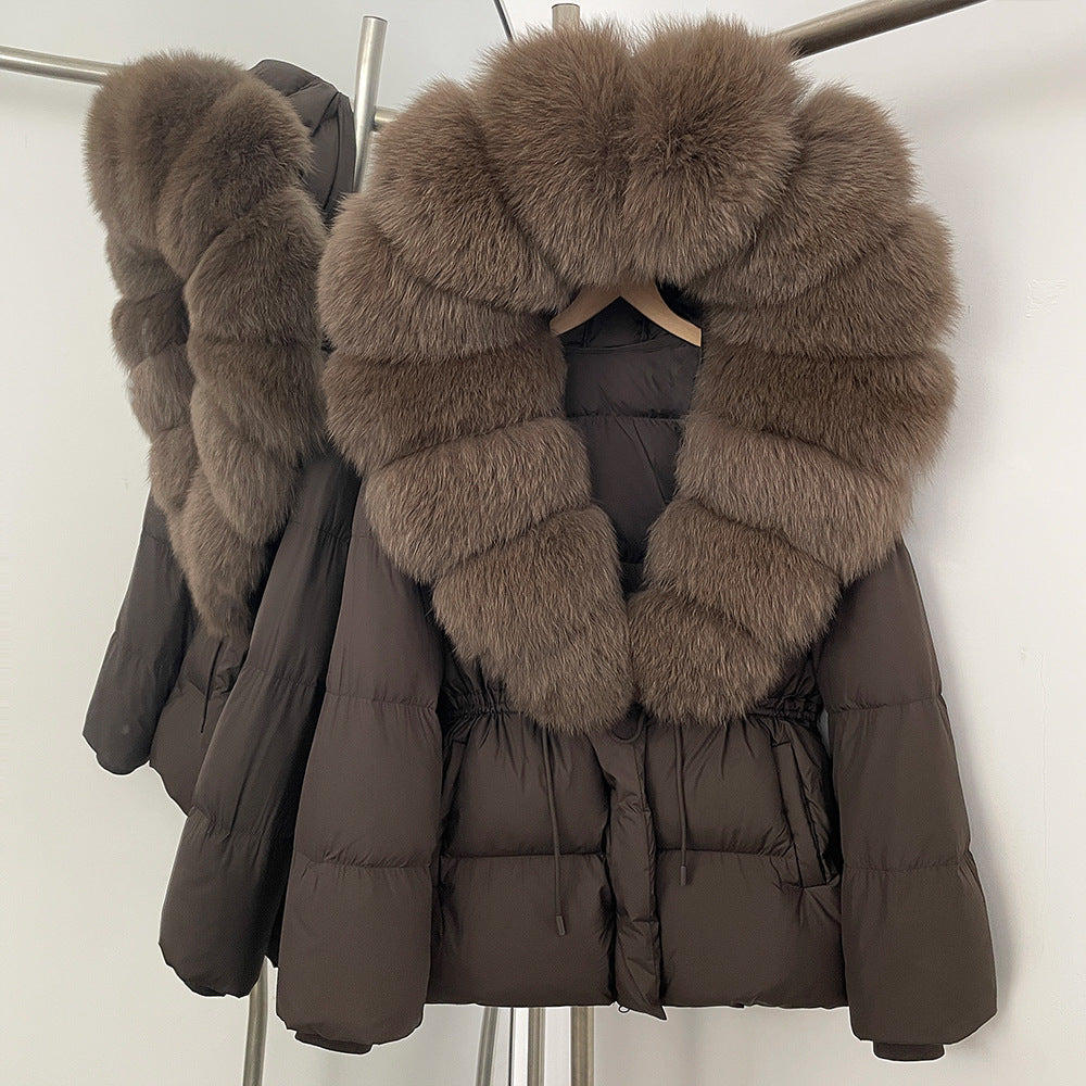 Faux Fur Collar Mid-Length Puffer Jacket - image 12