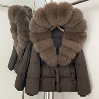 Faux Fur Collar Mid-Length Puffer Jacket - image 12
