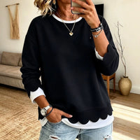 Loose Round Neck Top with Lace Trim - image 3