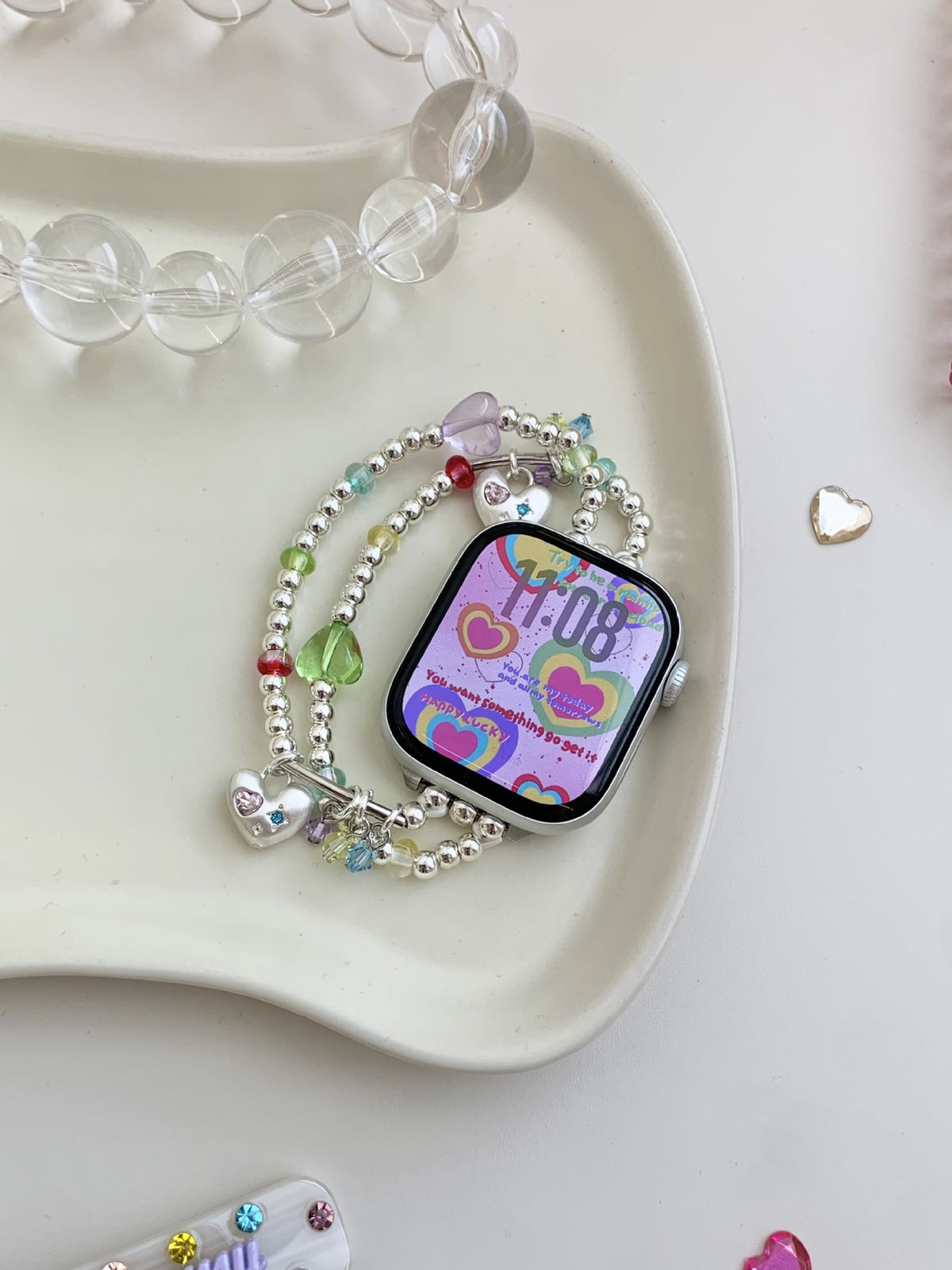Colorful Heart and Star Watch Band