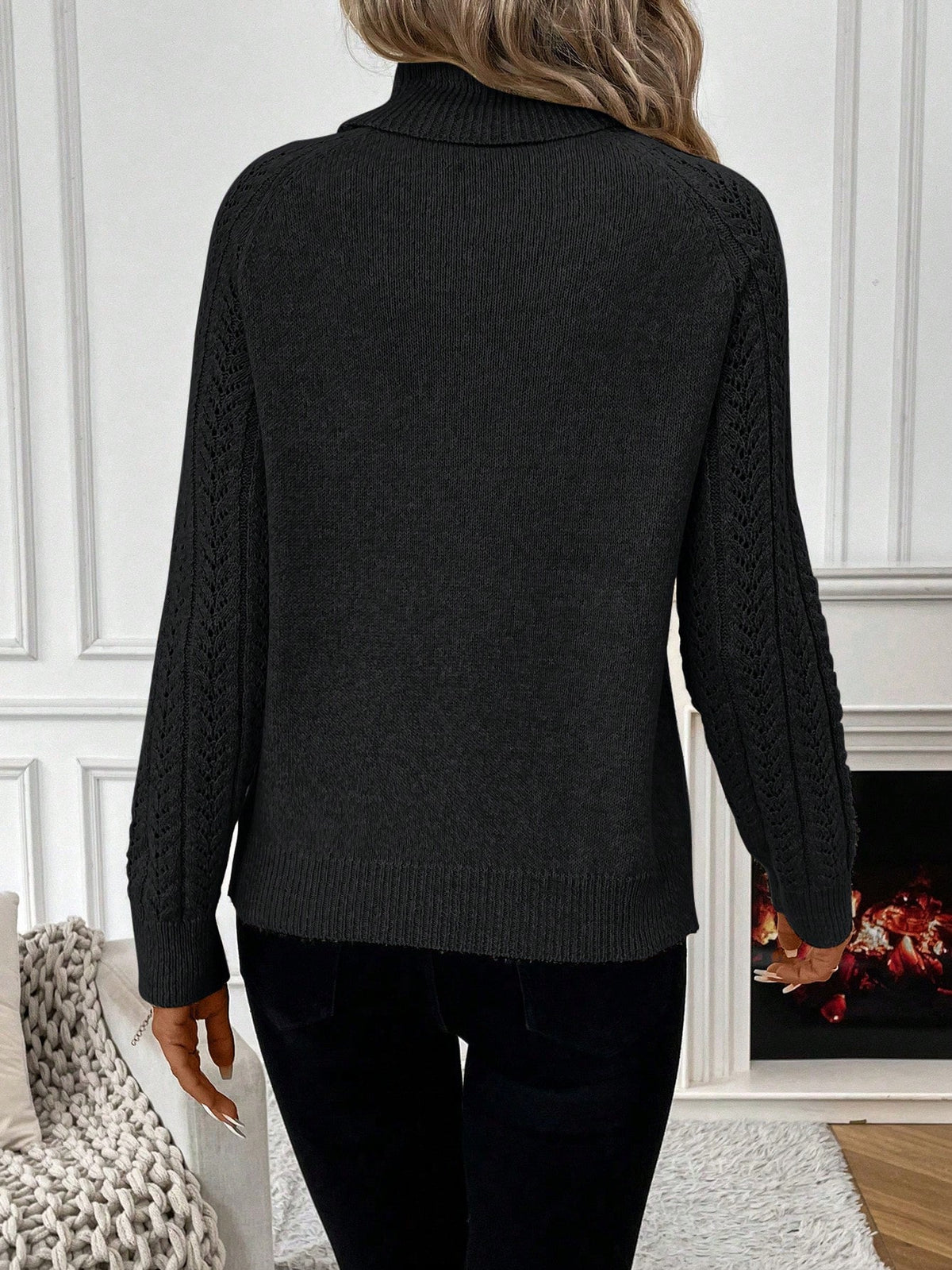 Women Solid Color Turtleneck Long Sleeve Casual Sweater - image 3