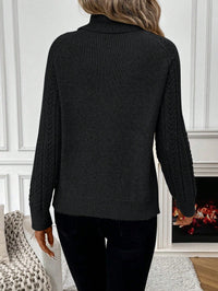 Women Solid Color Turtleneck Long Sleeve Casual Sweater - image 3