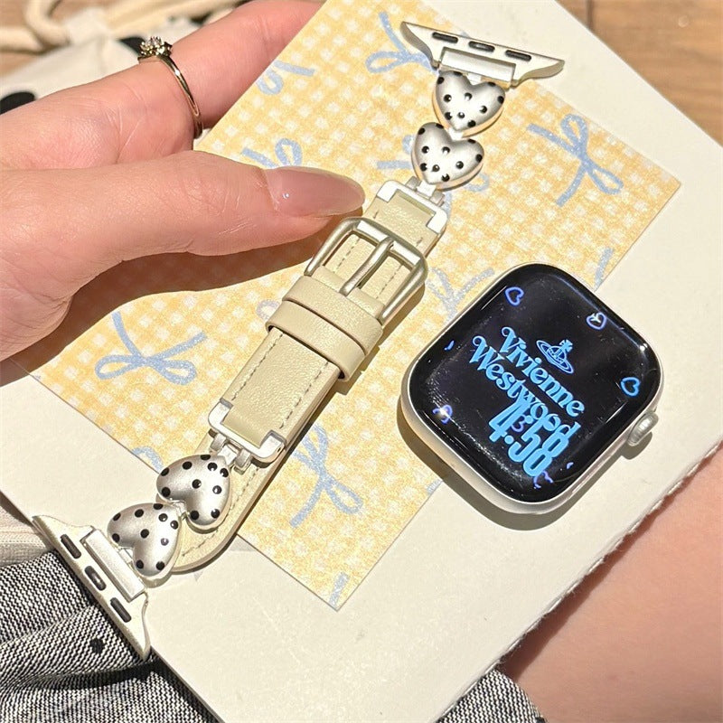 Heart Polka Dot Leather Watch Band - image 7