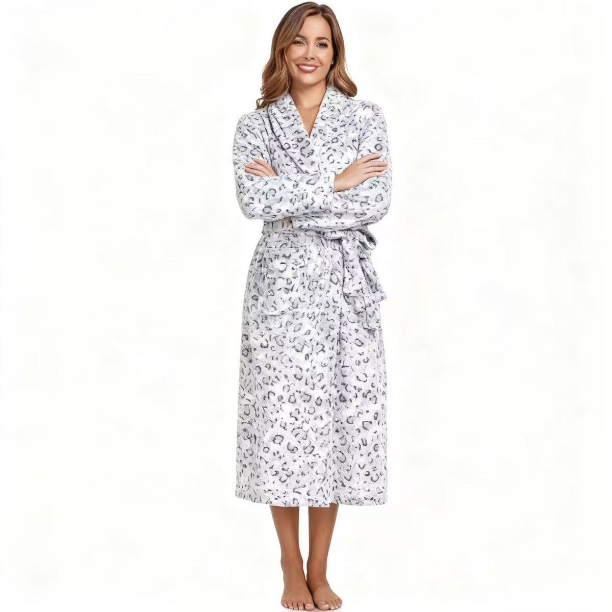 Women's Fleece Plush Warm Long Robe - image 3