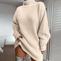 Solid Turtleneck Long Sweater Winter Warm Women Sweater Dress - image 6
