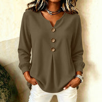 Loose V-Neck Button-Down Casual Top - image 3