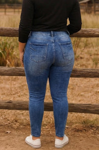 Jeans skinny de lavado claro, talla grande - image 2