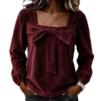 Fashionable Corduroy Top With A V-neck And Long Sleeves - image 2