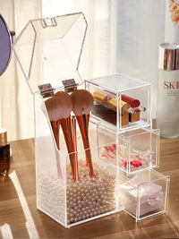 Clear Makeup Brush Holder with Lid - image 3