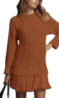 Vestido suéter de punto trenzado con bajo plisado - image 12