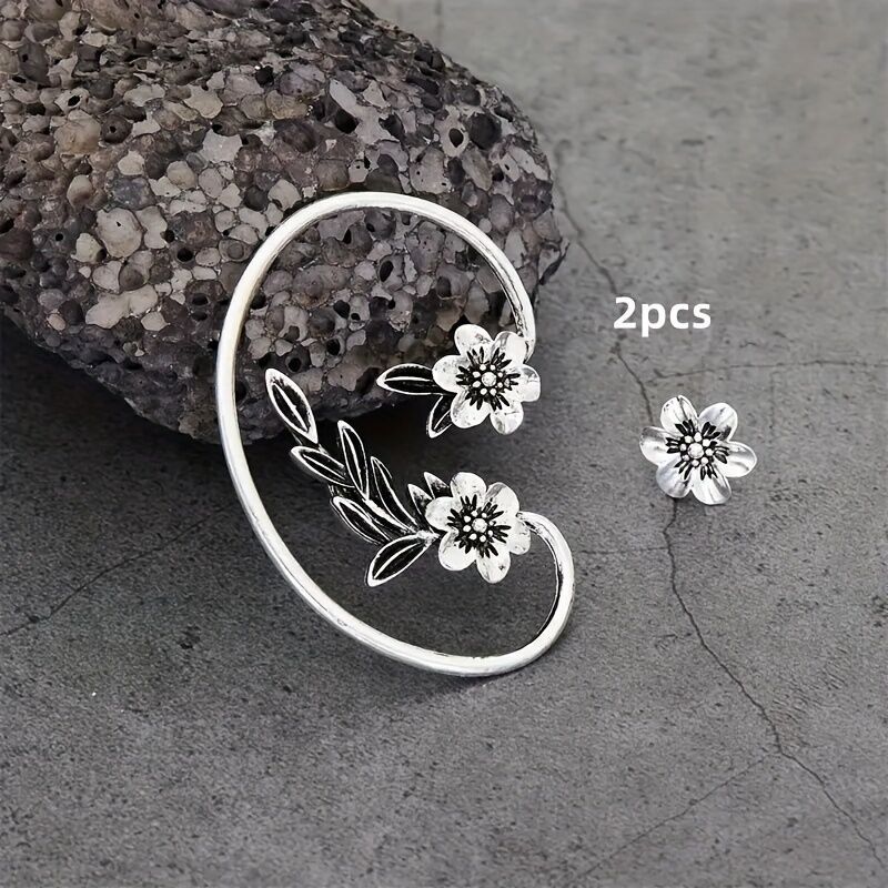 Vintage Flower Ear Cuff Earrings